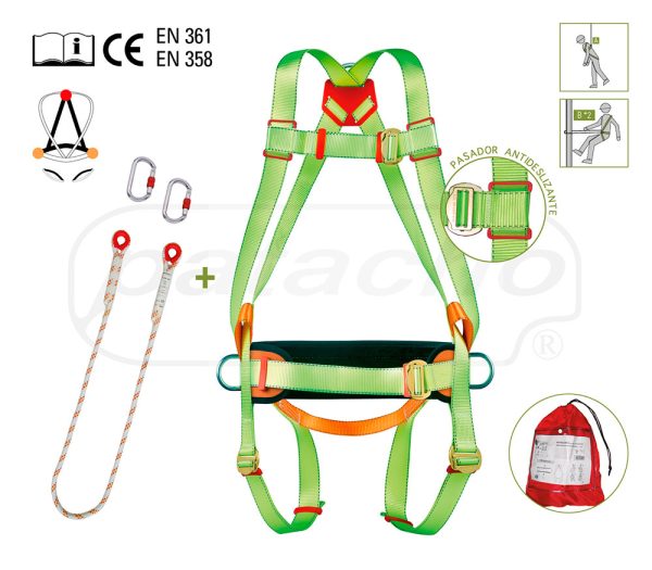 Patacho Kit 5 Arnês Antiqueda Dorsal com cinto de posicionamento